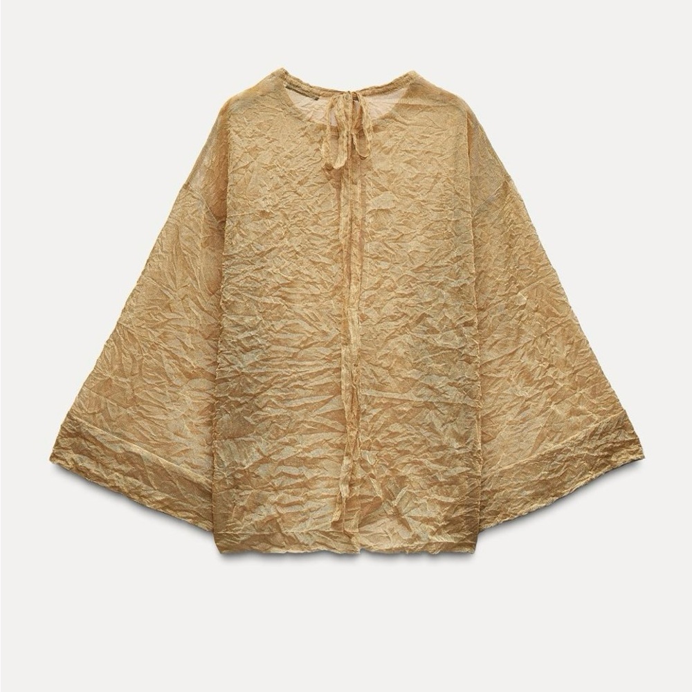 Golden Zara Wrinkle Kimono Top